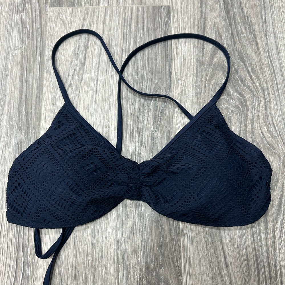 Aerie Navy Crochet Bikini Top